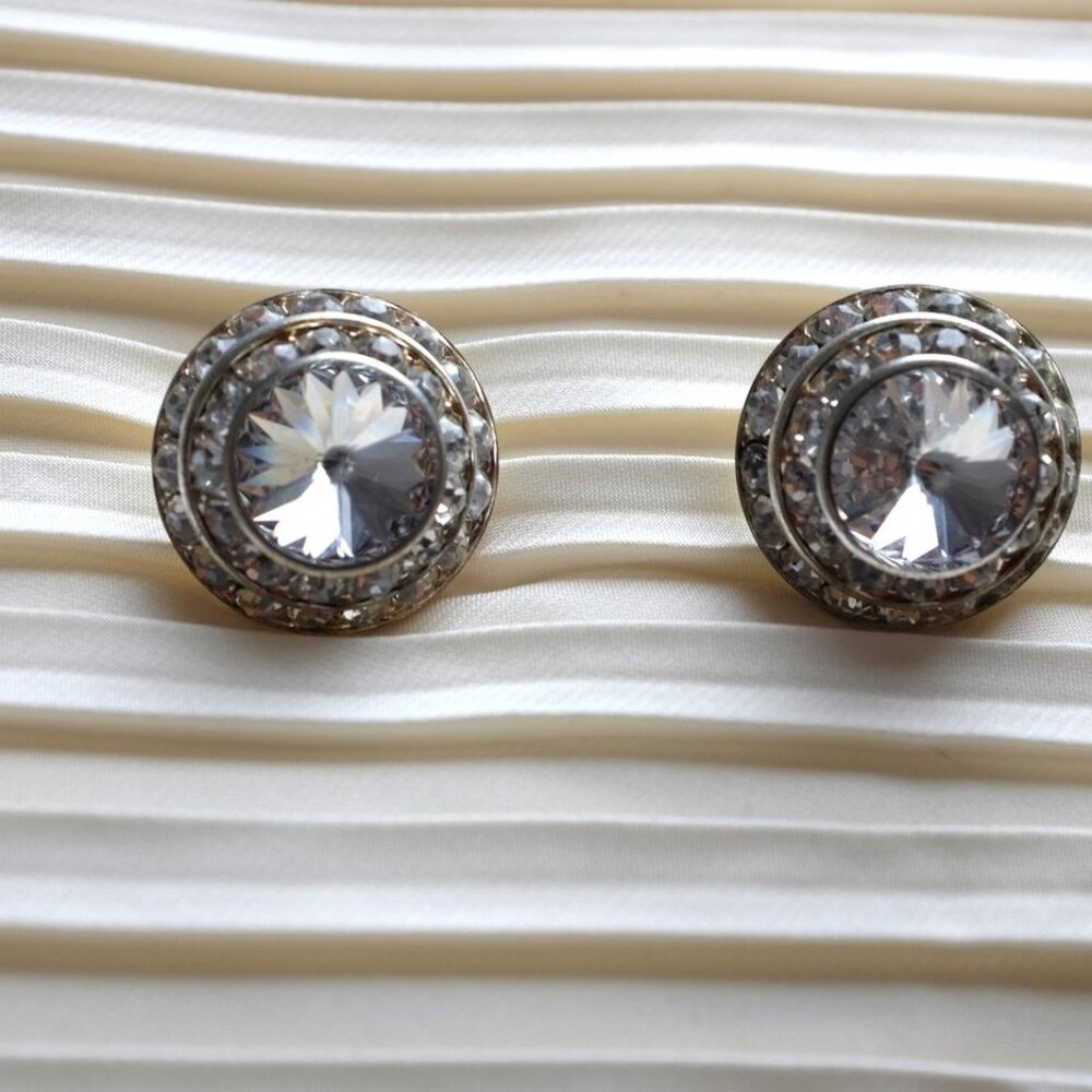 Ear pins clear sparkle rhinestone earrings